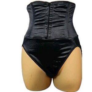 Vintage Flexees Hi-Waist Nipper Brief Girdle Size Large Black Shiny Fem Cd